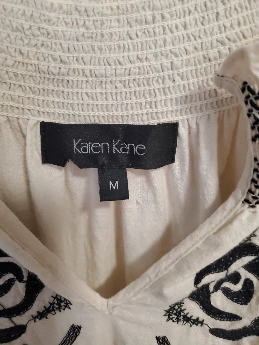 Karen Kane Cream Tunic with Black Floral Embroidery